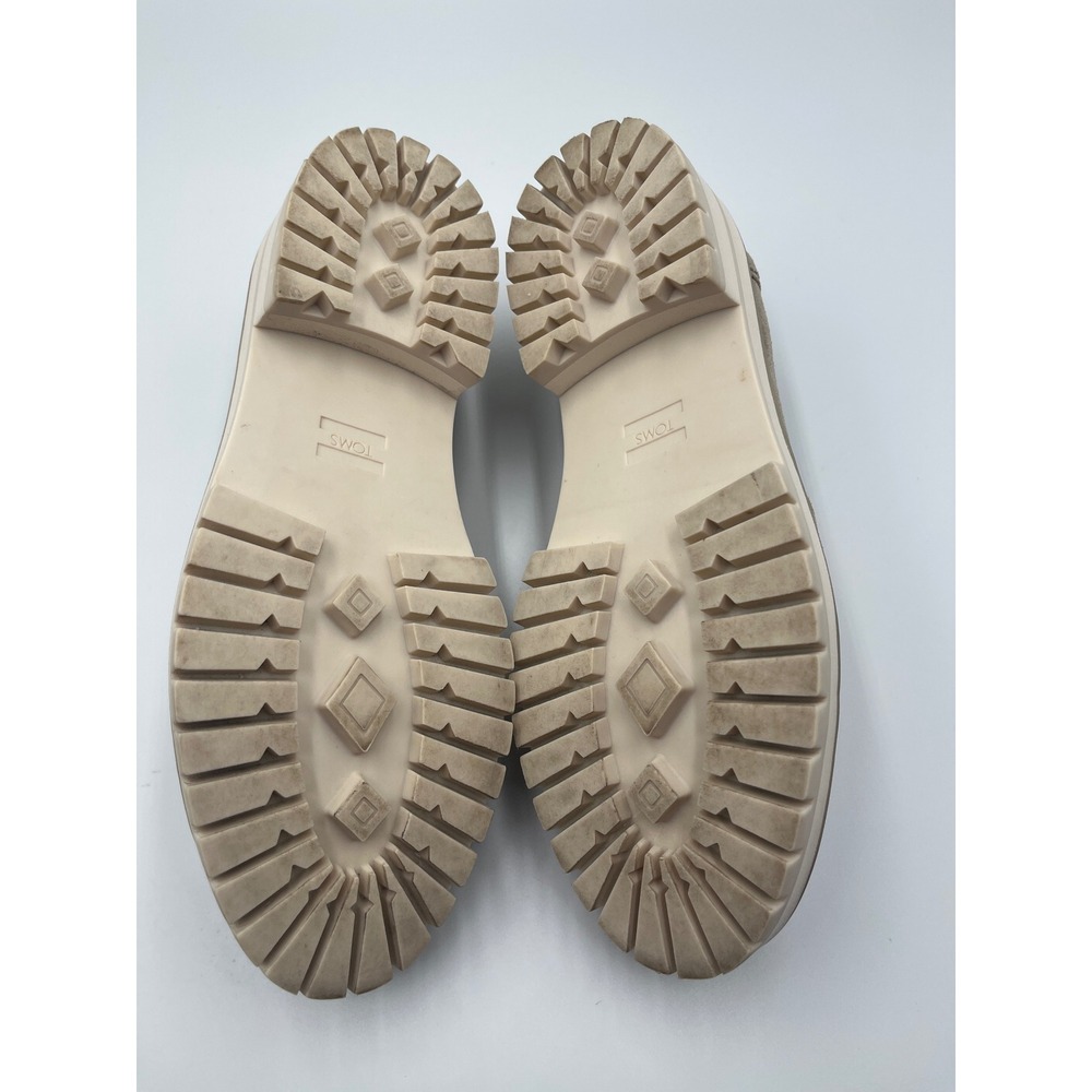 TOMS Suede Penny Loafers Women's 6.5 Taupe Lug Sole Platform Shoes - Picture 9 of 12